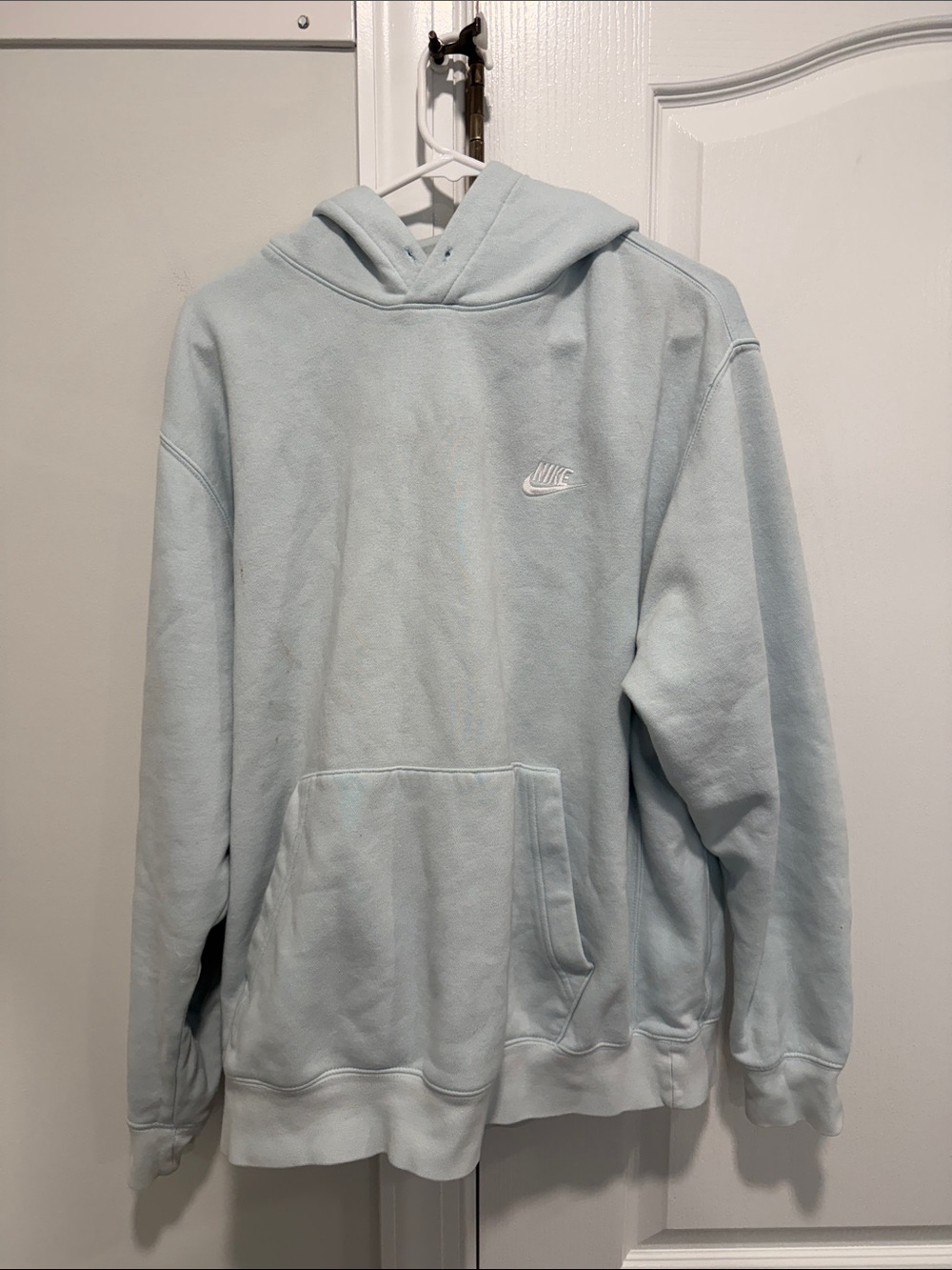 Nike Men’s light Blue Hoodie with Embroidered Logo